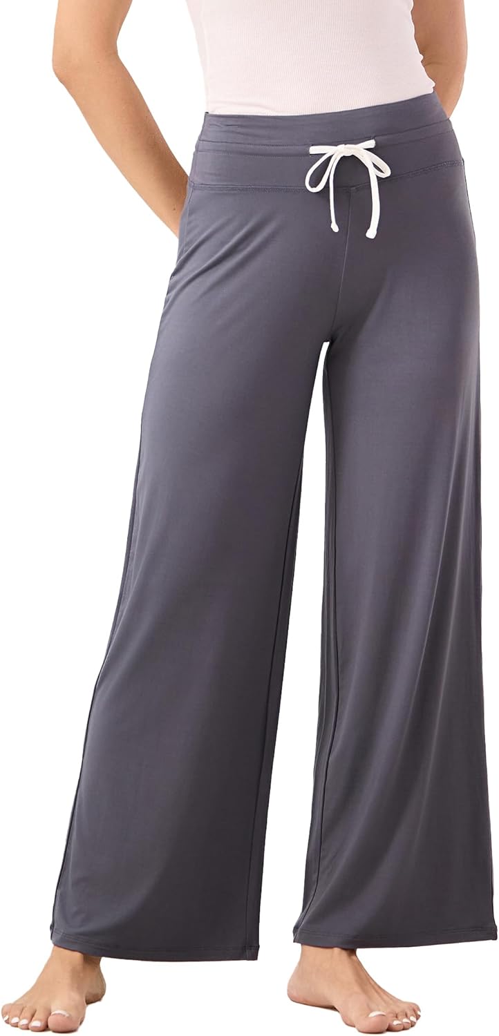 GYS Women Pajama Pants Wide Leg Drawstring Soft Sleep Pants, Viscose Made from Bamboo