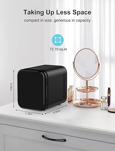 Miniatura 7 de CROWNFUL Mini nevera portátil para el cuidado de la piel de 4 litros6 latas, AC12V CC enfriador y calentador personal para dormitorio, automóvil,