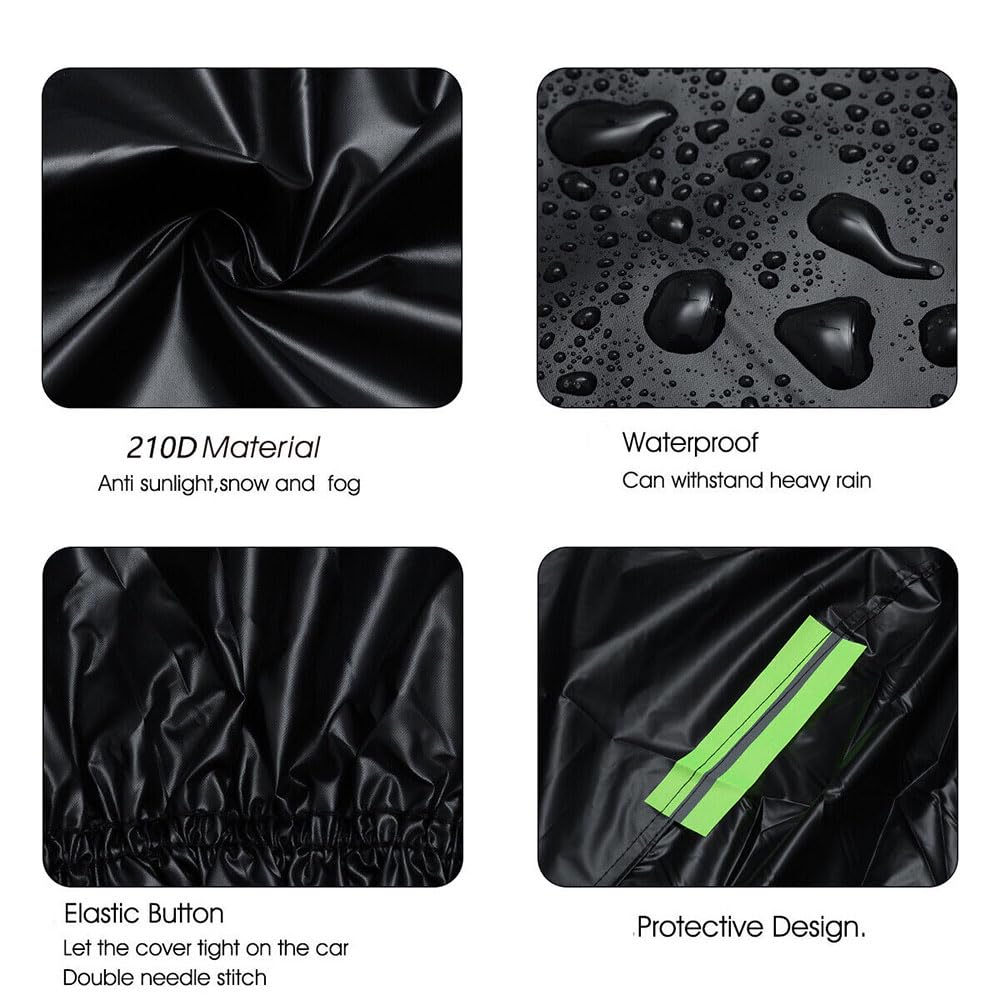 Autoabdeckung 190T/210D Sedan Autohülle Auto Autoplane Staubdicht Wasserdicht Autogarage Vollgarage Car Cover für 420-530 cm Limousine Schwarz (475×180×150cm)
