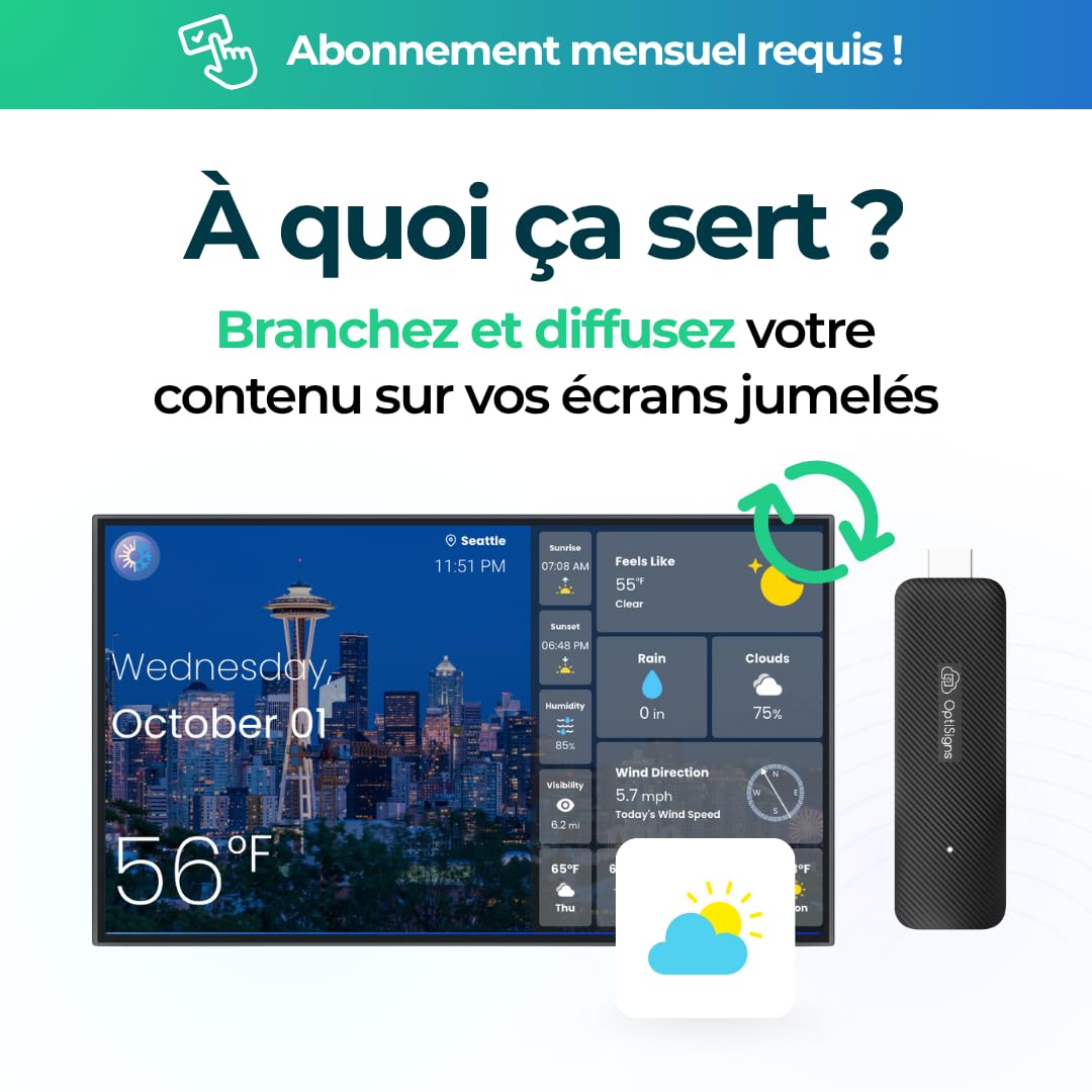 OptiSigns Lecteur de signalisation numérique Android Stick - Prise EU
