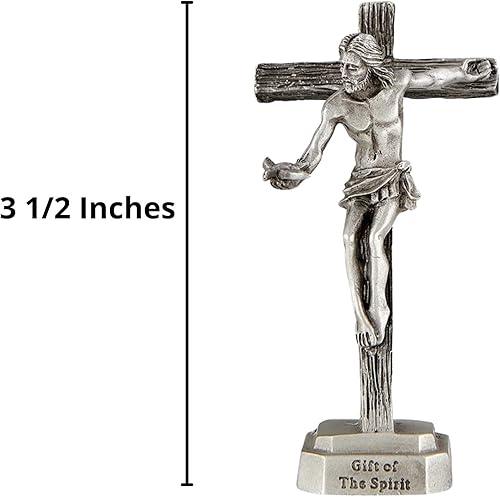 Miniatura 2 de Gift of the Spirit Santa Dove - Crucifijo de pie de peltre pequeño, 3 1/2 pulgadas, plata