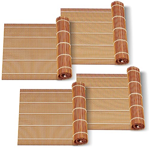 MIUQILAIY 9.5"x9.5"Bamboo Sushi Rolling Mat,kimbap roller(4 ...