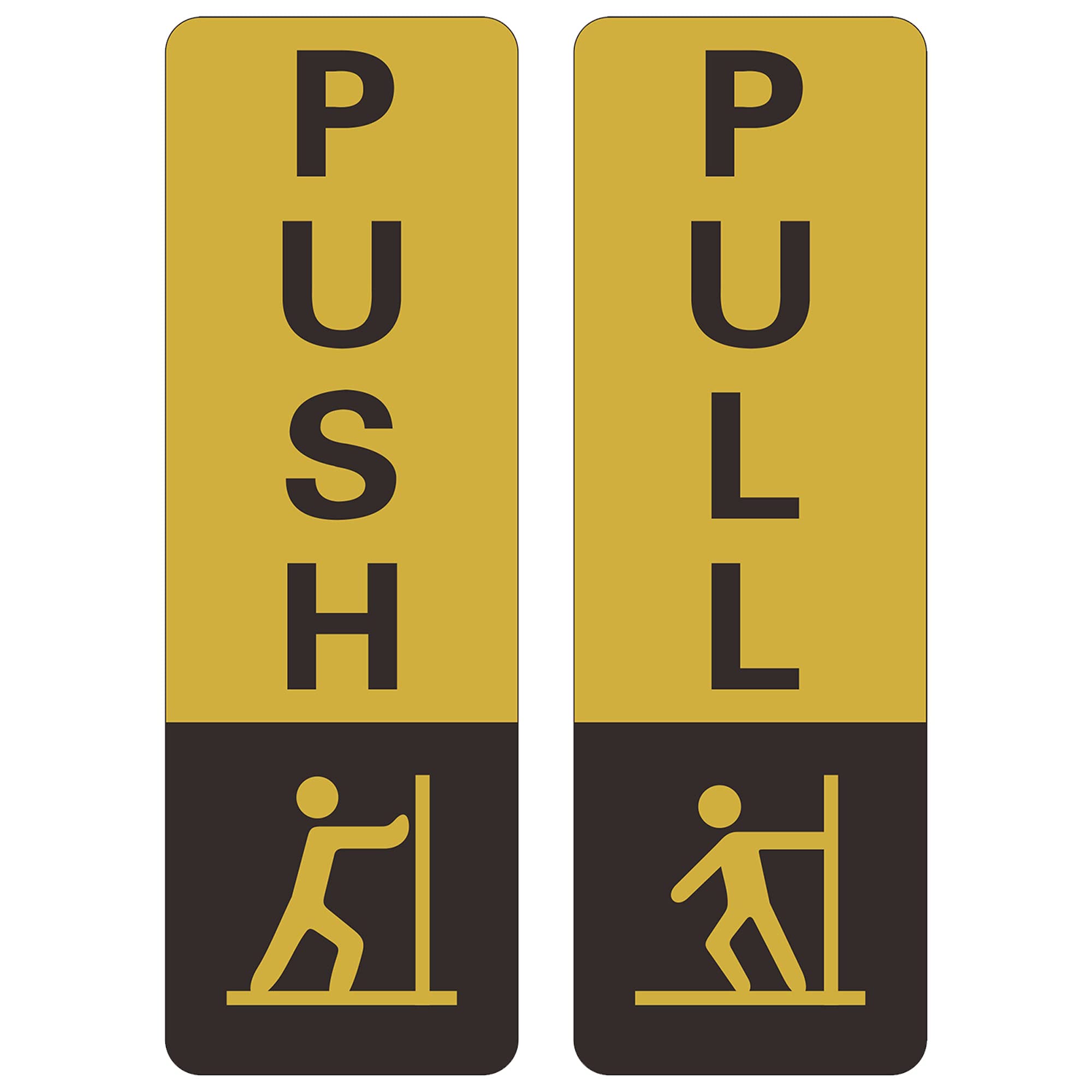 Push Pull Door Sign – 6 x 2 x 0.08 Inches Acrylic with Self-Adhesive Tape for Business Stores Cafes Shops Door Windows Indoor and Outdoor use, Gold，1 Pack（ Push + Pull ）