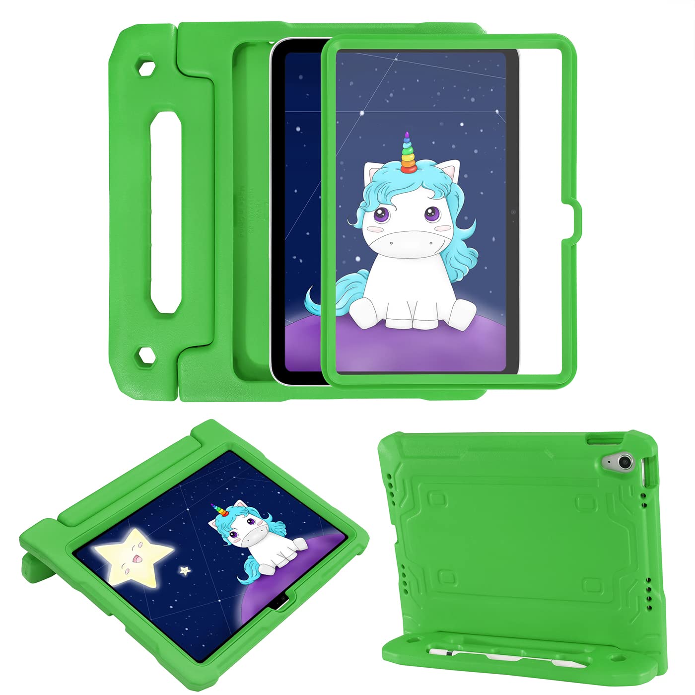 HDE Funda para iPad de 10.9 pulgadas para niños con protector de pantalla integrado a prueba de golpes con mango de visión multián