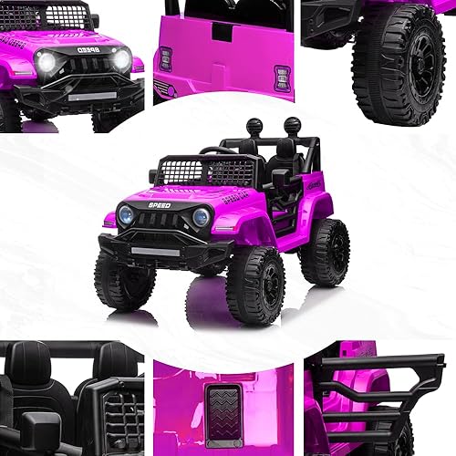 Miniatura 5 de Auto eléctrico con batería de 12 V para niños con control remoto, botón de arranque, botón oscilante, MP3, ruedas eléctricas, vehículo eléctrico