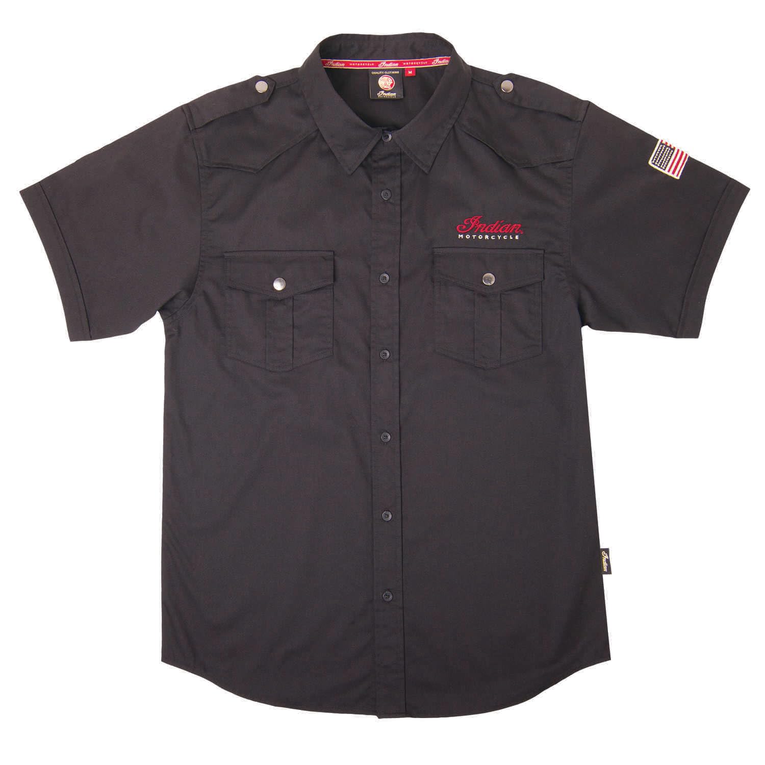 Indian Motorcycle Men's Short-Sleeve Casual Shirt, Black, Black, XX-Large