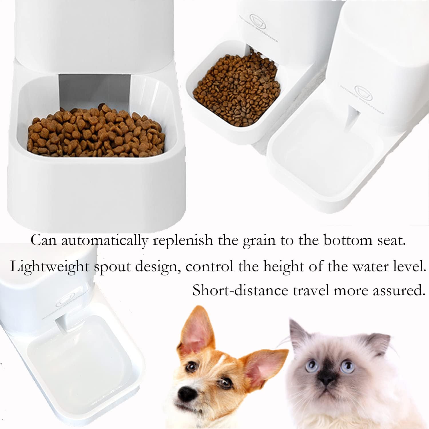 Marchul Cat Dog Feeder and Waterer Pet Self-Dispensing, Automatic Cat Feeders, Cat Food Dispenser, Gravity Food Feeder and Waterer Set with Pet Food Bowl for Small Medium Big Dog Pets Puppy Kitten