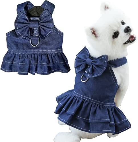 ANIAC Denim Dog Dresses for Small Dogs Puppy Girl Clothes