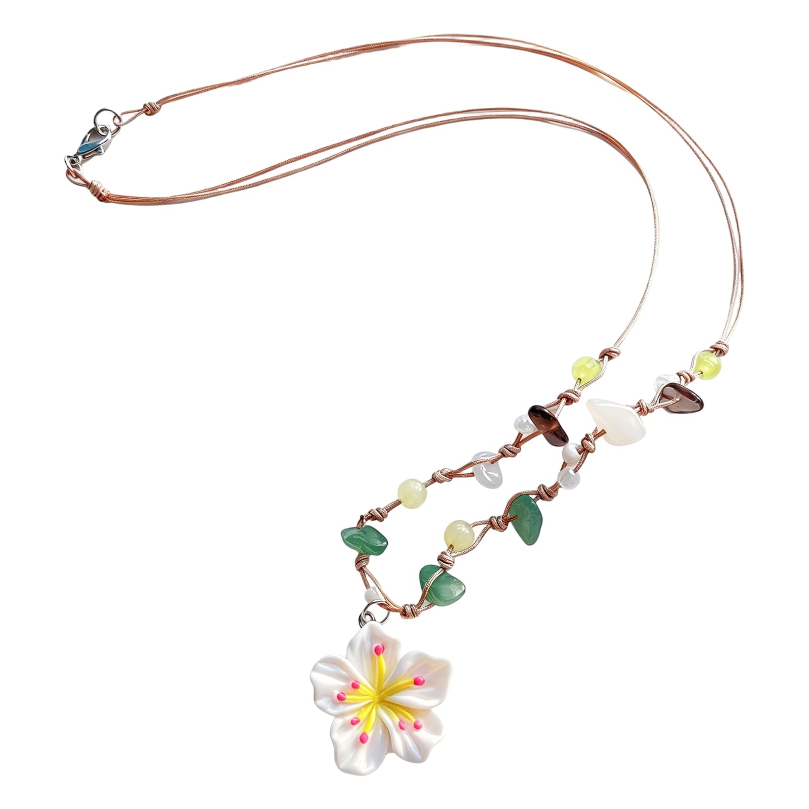 BWANGIAO Colorful Beaded Flower Necklace For Women And Girls Trendy Resin Floral Pendant Clavicle Chain Jewelry Accessory