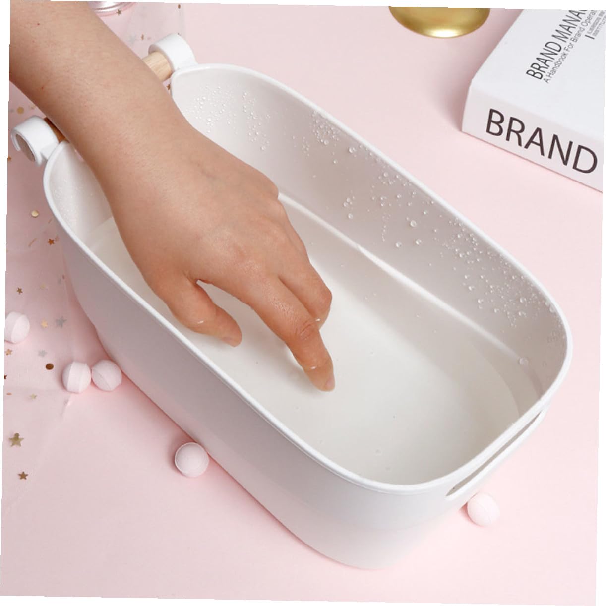 Ciotola per Ammollo Mani e Unghie Bianca in Stile Giapponese, Strumento per Manicure Professionale e Accessorio Nail Art per Uso Estetico e Domestico