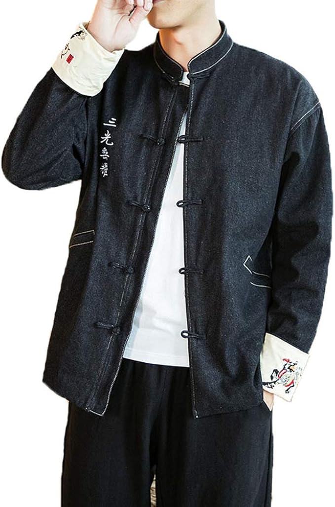 Amazon メンズ 秋服 ジャケットコート メンズ スカジャン トップ 服 上着 おしゃれ 軽量 長袖 刺繍 カジュアル ジャケット レトロ コート ジャケット メンズ 大きいサイズ メンズファッション M 5xl コート ジャケット 通販