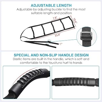 Bed Ladder Assist Strap Pull Up Assist Device Handle Strap Rope Ladder Caddie Helper Sitting Sit Up Hoist Helper for Elderly Senior Injury Recovery Patient Pregnant Handicap Padded Hand Grip BedCaddie