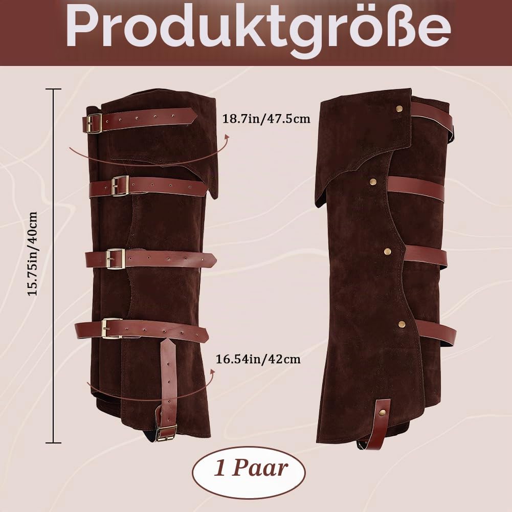 GORGECRAFT 2 Stück Piraten Beinschützer Gamaschen Steampunk Mittelalter Stiefelüberzüge Renaissance Cosplay Kunstleder Beinwärmer Wraps Schuhüberzug Für Stiefel Halloween Kostüm Ritter Kokosnussbraun