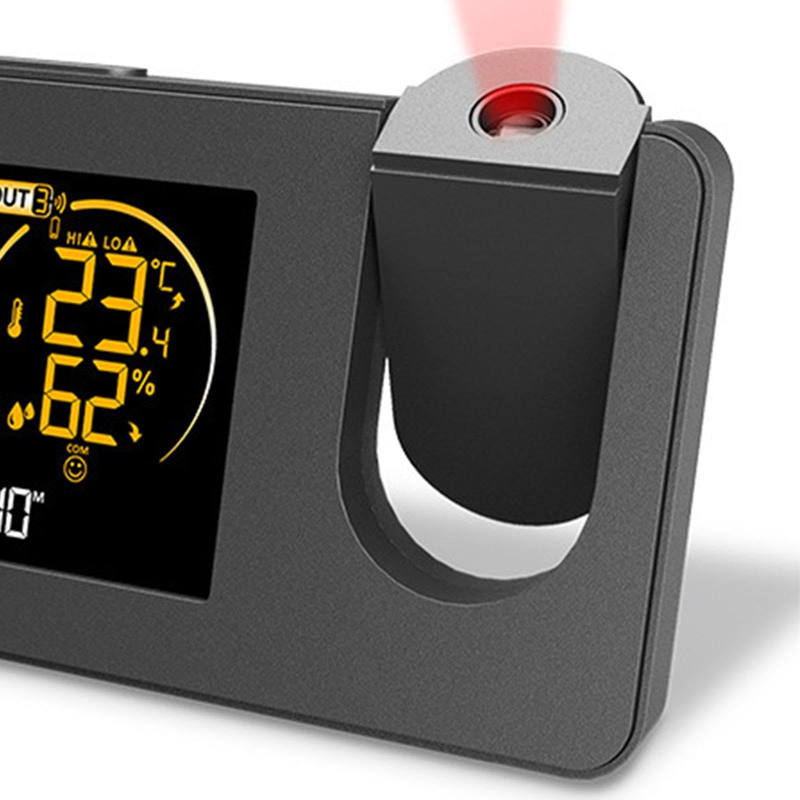 BEBUSINGOTO Sveglia Con Proiettore, Radiosveglia Con Temperatura, Umidità, Schermo LED A