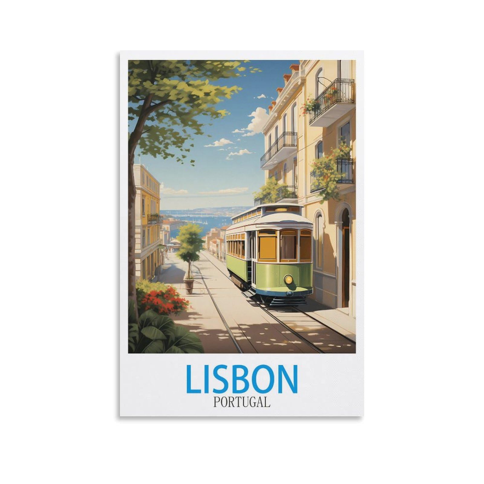 Zbbggoz Unframe-Style Lisbon Portugal Vintage Travel Poster 08X12inch(20X30cm) Canvas Wall Posters And Art Picture Print Modern Family Bedroom Decor