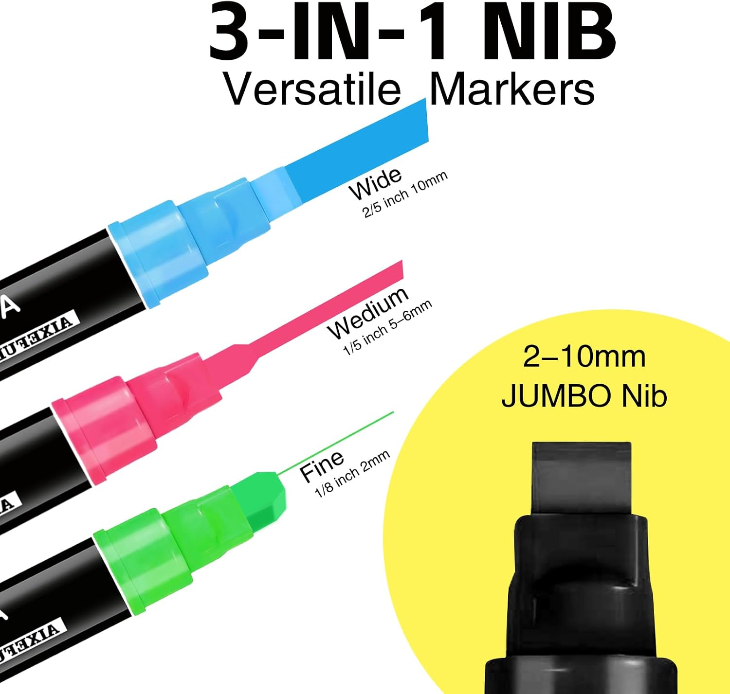 6 Colors Poster Markers Jumbo,10mm Thick Permanent Markers, 3 in 1 Wide Tip Jumbo Acrylic Paint Marker for Poster,Banner painting supplies,Stone,Ceramic,Glass,Wood, Metal,Plastic, Fabric. ﻿ thumbnail