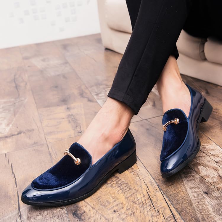 Patent Leather Glossy Pointed Toe Dress Loafers for Men with Metal Buckle Slip On Business Formal Shoes for Wedding Banquet Party or Evening Outfits4