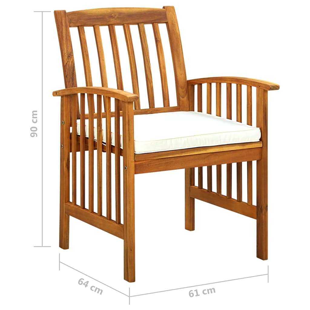 Juego de comedor de jardín de madera de acacia maciza, 8 sillas con cojines acolchados, acabado al aceite, fácil de limpiar, para patio y jardín (9 piezas)
