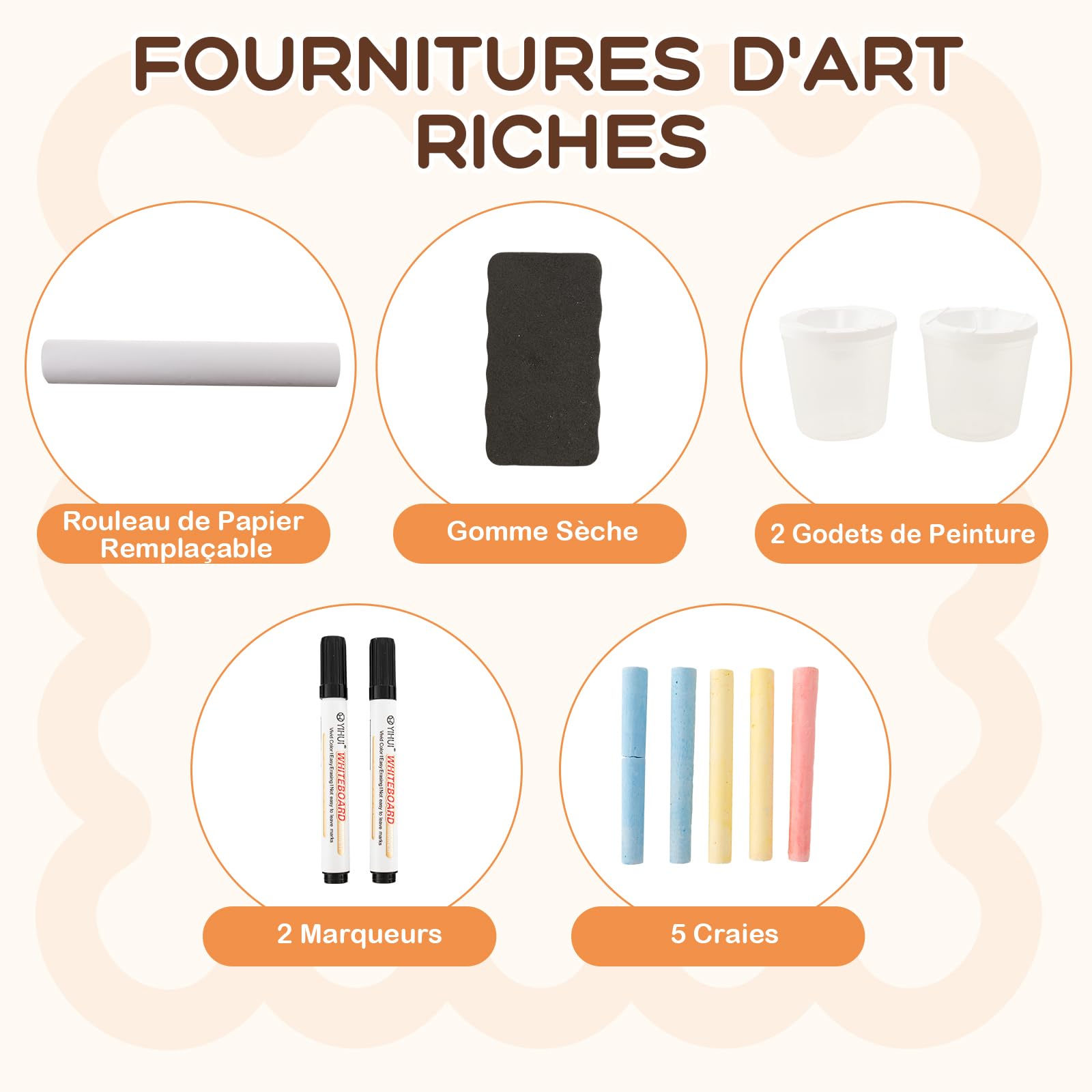 DREAMADE Table à Dessin en Bois avec Banc & Tableau Enfant 3+Ans, Bureau Enfant Double Face avec Table d’Art & Bibliothèque & Porte-Rouleau de Papier & Marqueur (Rose)