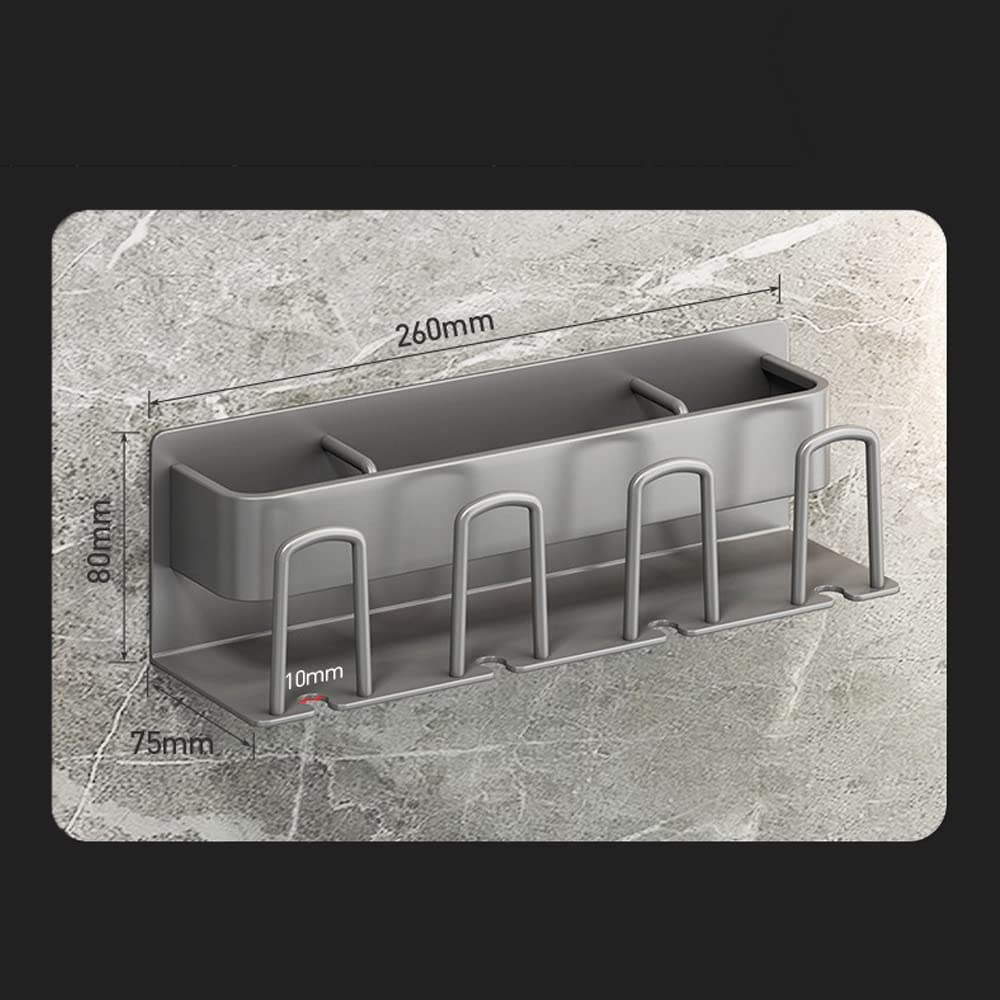 Portaspazzolino Nero In Resina 3 Scomparti – Per Bagno, Con Fori Di Drenaggio, Organizer In Marmo - 2
