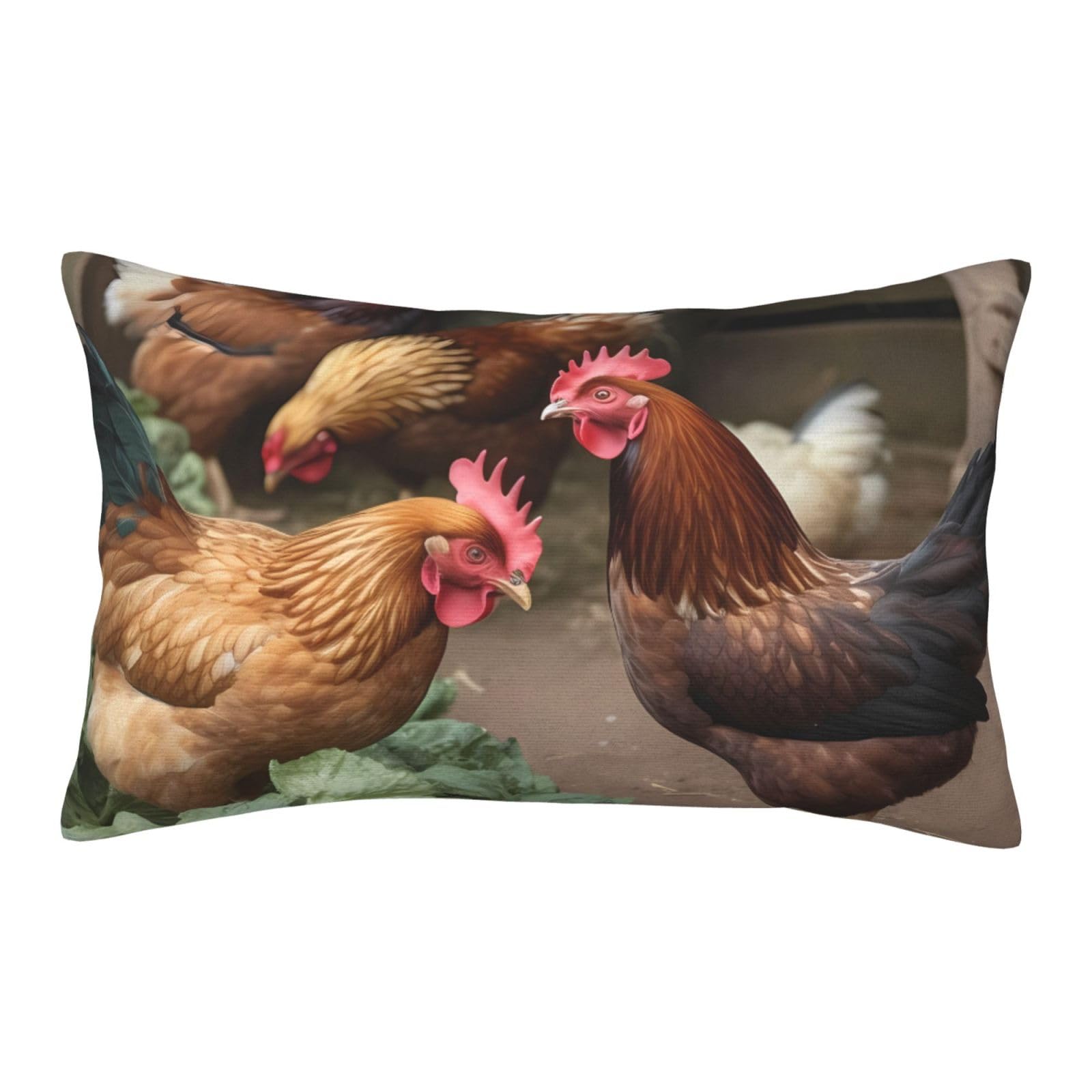 Velvet Pillowcases 20"x30" Ultra Soft Breathable Pillow Cases, Luxury Fuzzy Throw Pillow Covers with Zipper, Farm Chickens Pillow Shams All Seasons Decorative Cushion Cases for Couch