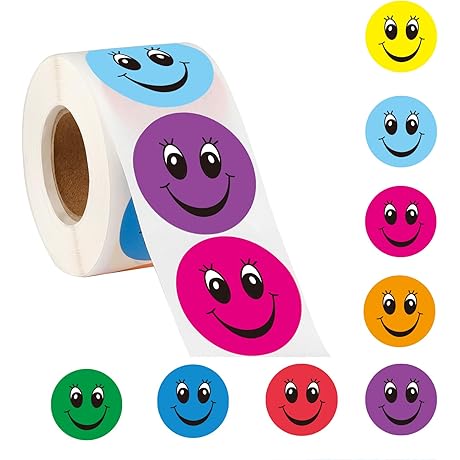 500PCS Happy Stickers | 1 Inch Happy Face Stickers for Teachers and Students