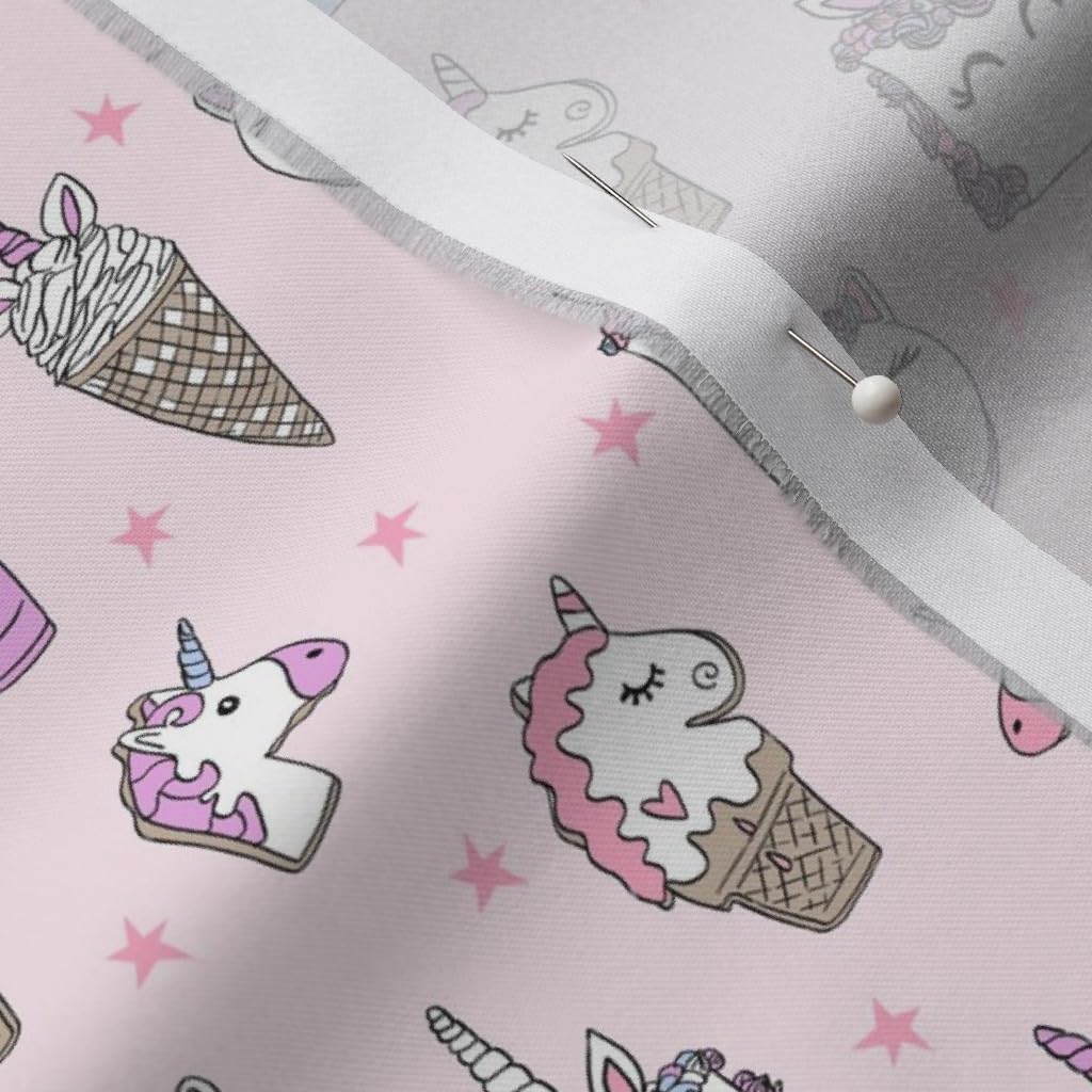 Spoonflower Fabric - Unicorn Food Ice Cream Cone Unicorns Cake Cute Kawaii Rainbows Pastel Printed on Organic Cotton Sateen Fabric by The Yard - Sewing Quilting Apparel Home Decor