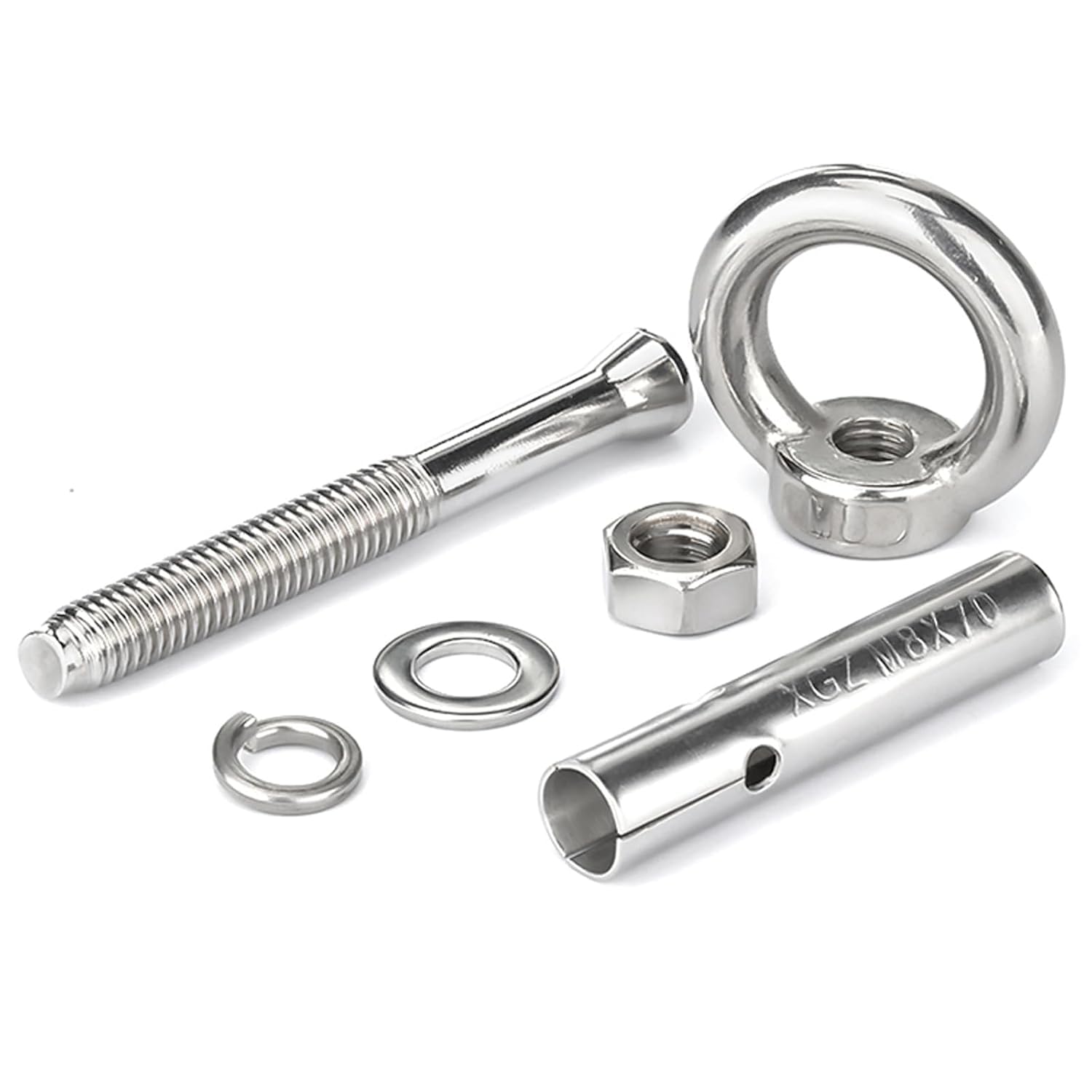 Pernos de ojo de elevación, Perno de ojo expansión, perno anclaje elevación anillo M8, 5 piezas pernos acero inoxidable 304, tornillo(M8x150mm)