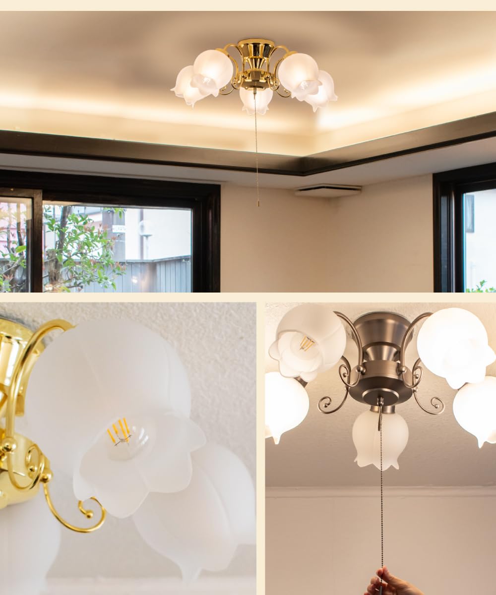 シャンデリア 5灯 ゴールド　LED電球付 楽天市場】シャンデリア 5灯 ゴールドの通販