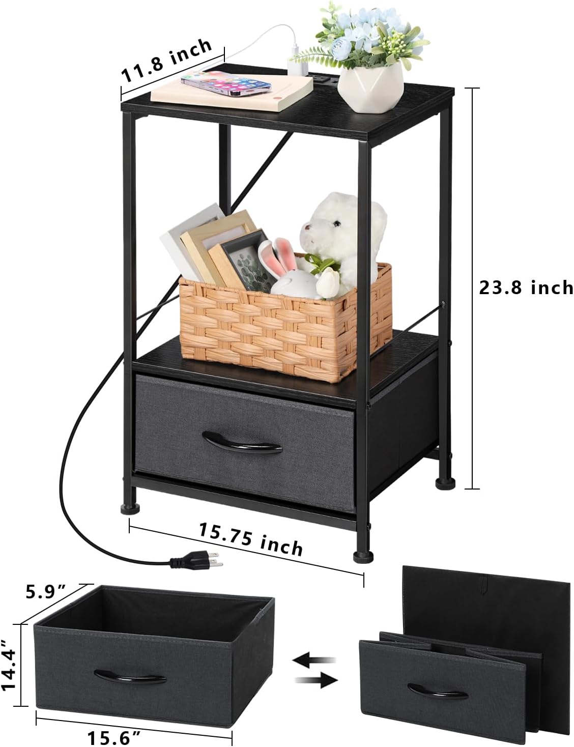 SYKIARIOL Mesita De Noche Blanca, Mesa Auxiliar Con Bonito Almacenamiento Para Muebles De Dormitorio, Mesa Auxiliar De Cama Para Niños, Mesita De Noche Para Muebles De Dormitorio De Niñas, Sala De