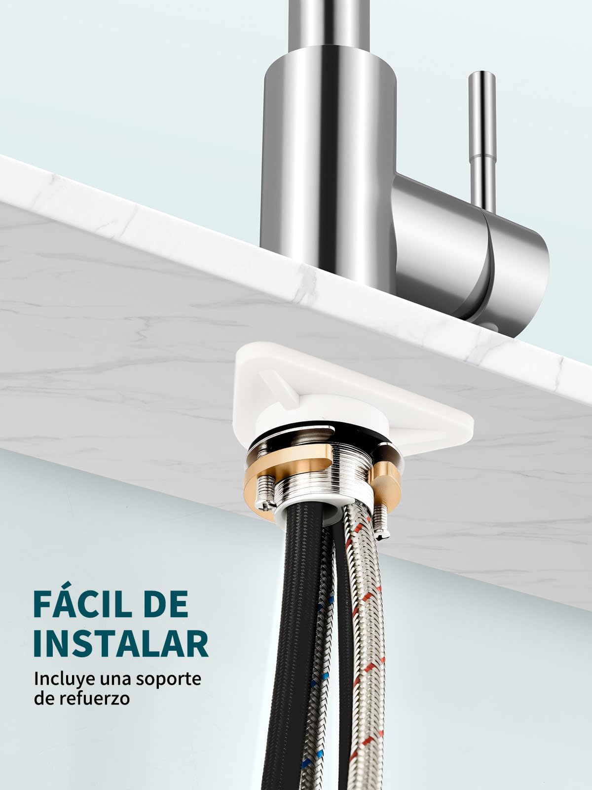 Hiqufet Grifo de Cocina con Arco Alto y Brazo Extraíble, 2 Modos de Pulverización Giratorio 360°, Cromo Pulido