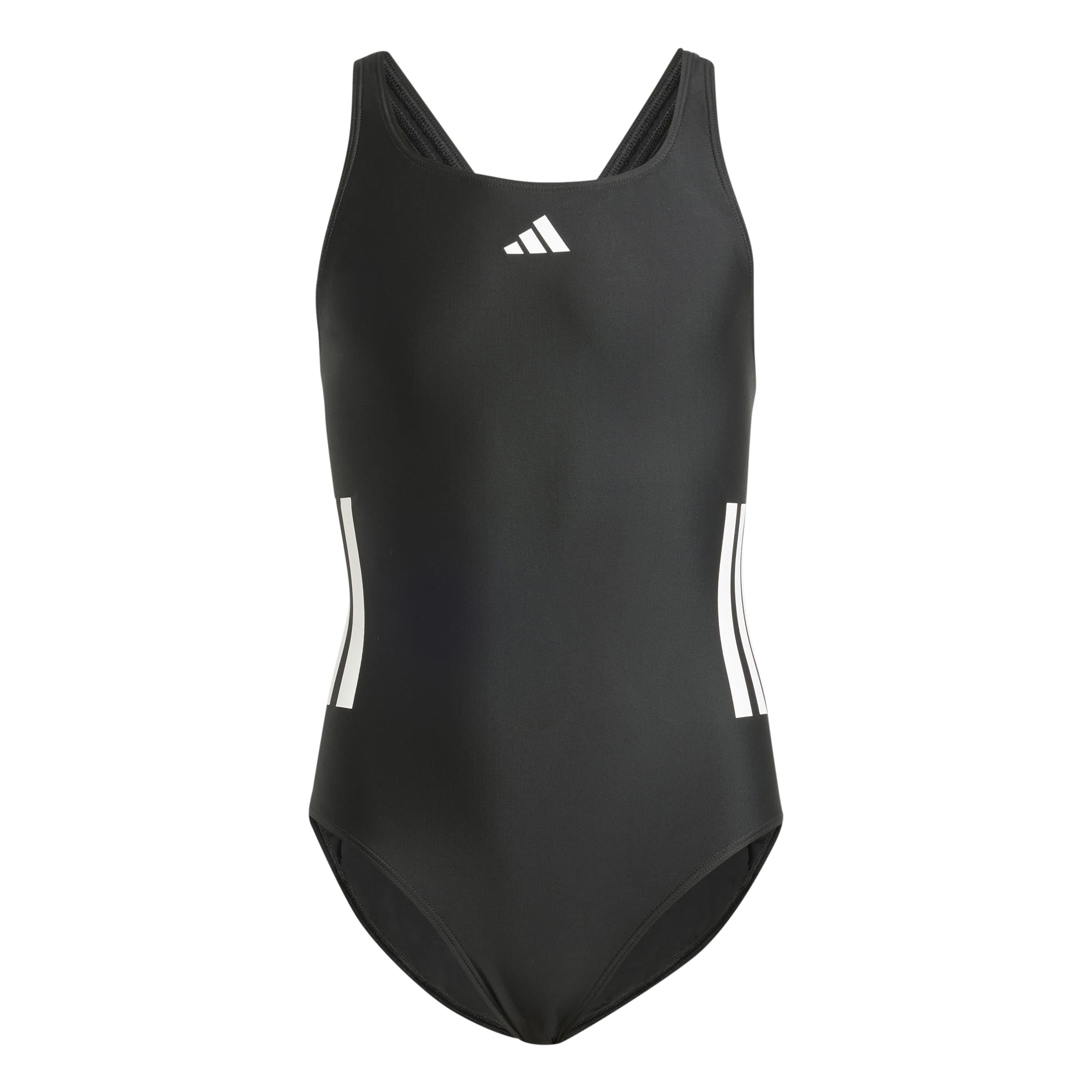 adidas Girl's 3-Stripes C-Back Swimsuit Kids Swimwear, Black/White, 9-10 Years