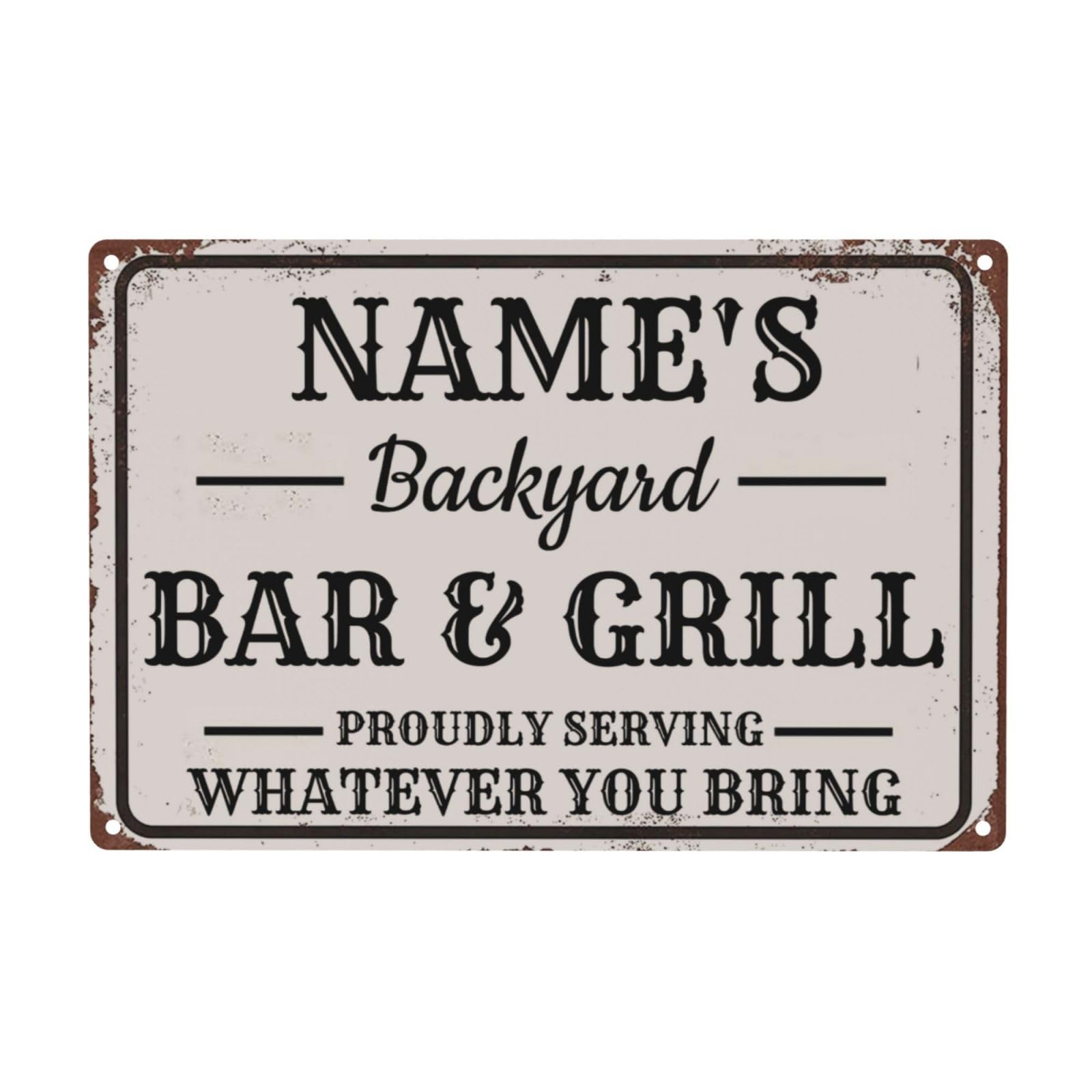 FUMUNA Personalized Custom Bar & Grill Sign Backyard Bar Decor For Home Man Cave, Kitchen, Pub & Diner Wall Art