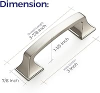 Vista 3 de Ravinte Paquete de 30 tiradores de arco sólidos de 3 pulgadas cuadrados, manijas de gabinete de cocina, tiradores de níquel cepillado plateado