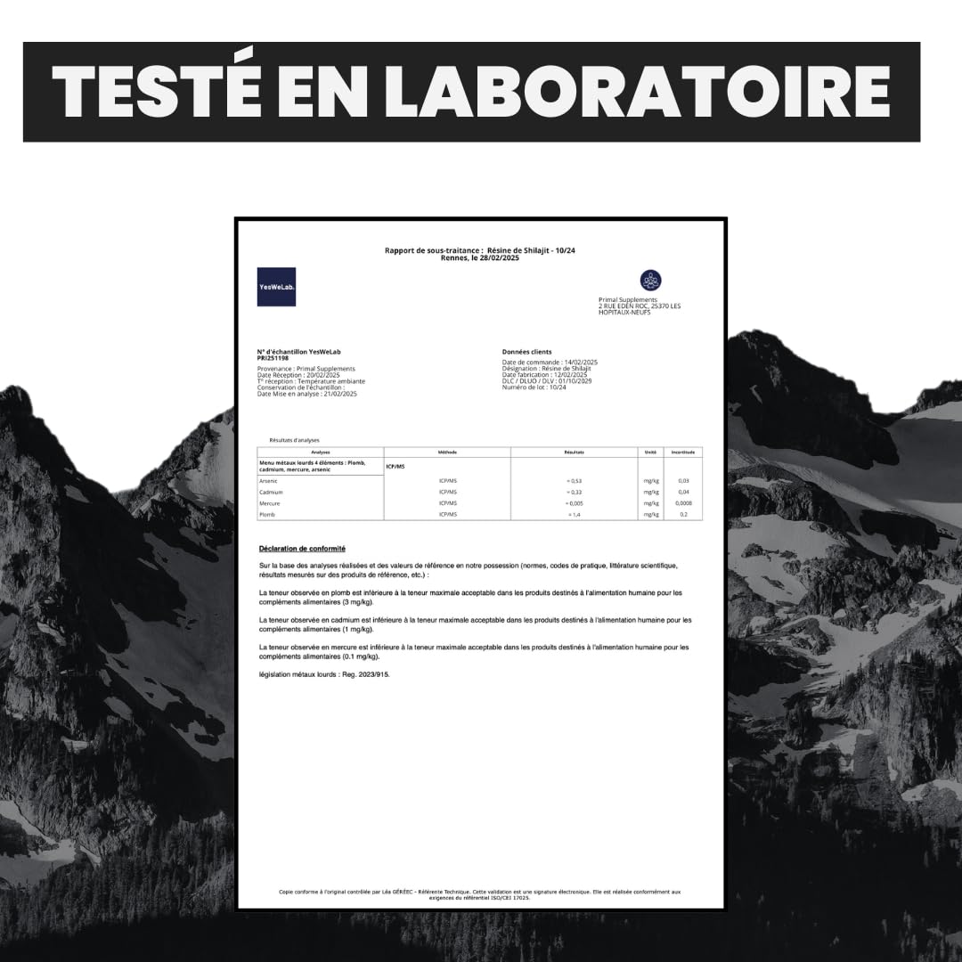 Shilajit Primal, Résine de Shilajit 100% Pure de l’Altaï, Qualité Premium, 79% d’Acide Fulvique, 85+ Minéraux & Acides Humiques, Complément Alimentaire Homme & Femme (30 g)