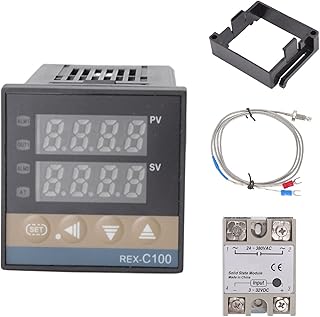Gugxiom Smart PID Temperature Controller Kit, AC100-240V Digital Display PID Temperature Controllers REX-C100 Digital Thermostat, Digital PID Thermostat Temperature Controller (40A)