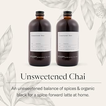 Dona Unsweetened Chai Concentrate (16oz Bottle Two Pack) Liquid Chai Tea Concentrate
