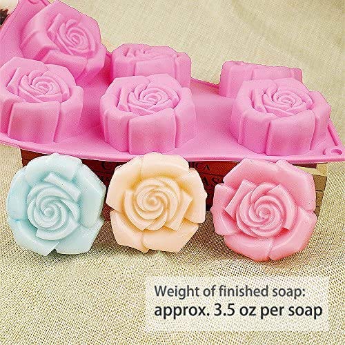 First Try Silicone Mold for Handmade Soap, Cake, Jelly, Pudding, Chocolate, Dessert etc.. (6 Cavity Rose Flower) 1