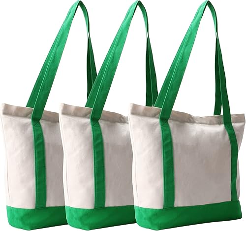 Miniatura 7 de Bolsas de lona, 16.5 x 14 x 5 pulgadas, resistentes, con cremallera, reutilizables, bolsas de tela a granel, algodón azul, 3 unidades