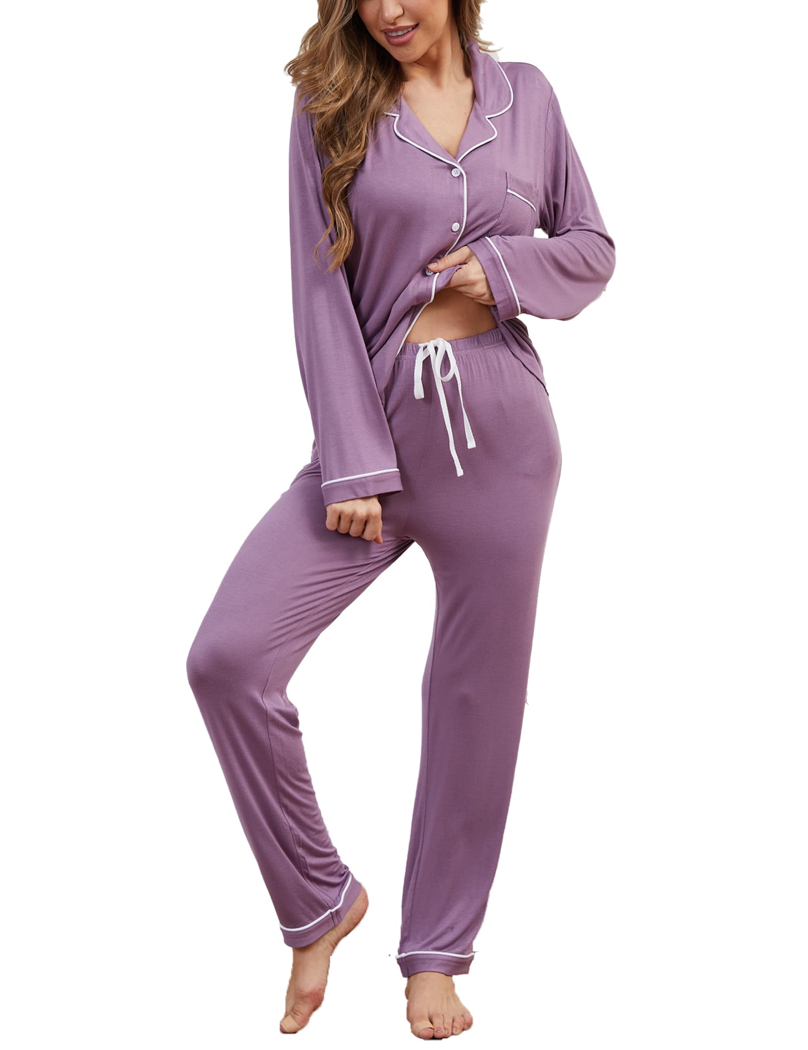 Yoolfine Button Up Pajamas for Women