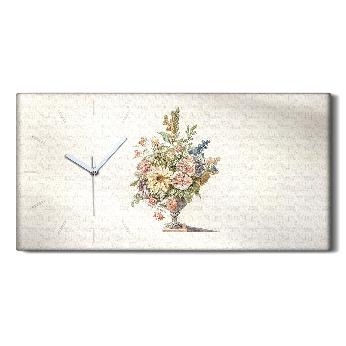 Horloge sur Toile Cadeau Idéal Crémaillère Art Floral Salon 60x30