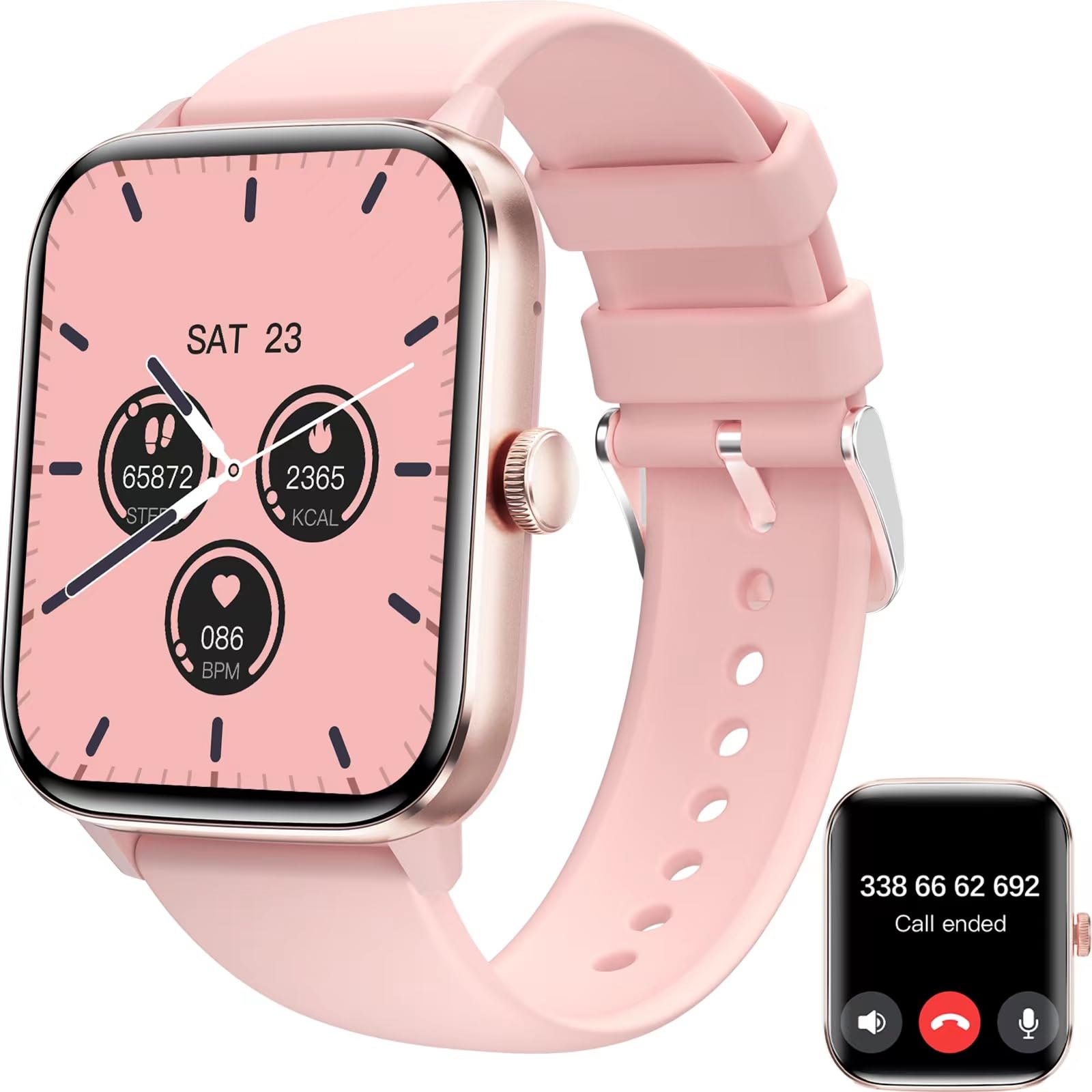zaisia Smartwatch Uomo Donna, 1,91'' Orologio Smartwatch con Effettua/Risposta Chiamate, 100+ modalità Sportivo Smart Watch con Contapassi/Cardiofrequenzimetro, IP68 Fitness Tracker per Android iOS