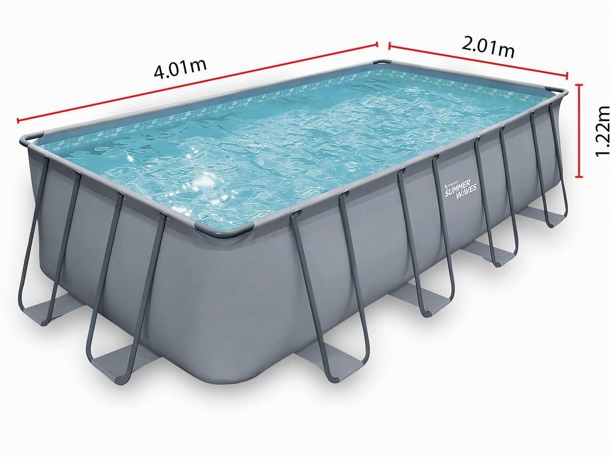 Habitat et Jardin - Piscine Tubulaire Rectangulaire Ludo 2 (L) 4,01 x (l) 2,01 x (H) 1,22 m - Piscine de Jardin en PVC 3 Couches Résistante et Design - Echelle de Sécurité