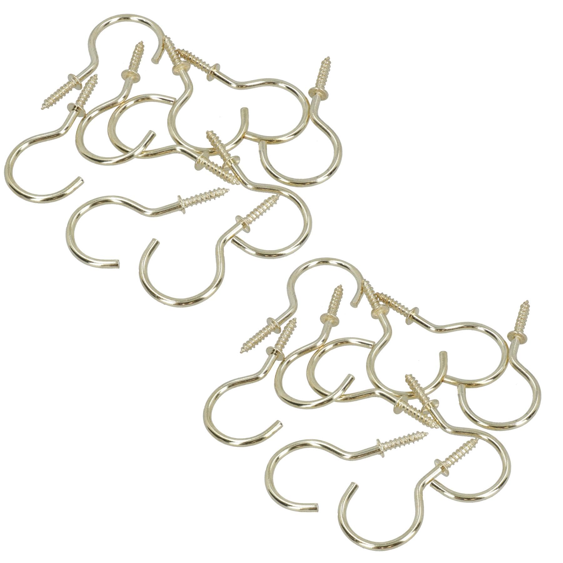 AB Tools 50mm Cup Hook Screws Picture Curtain Hangers Fasteners Brass Coated 20pc