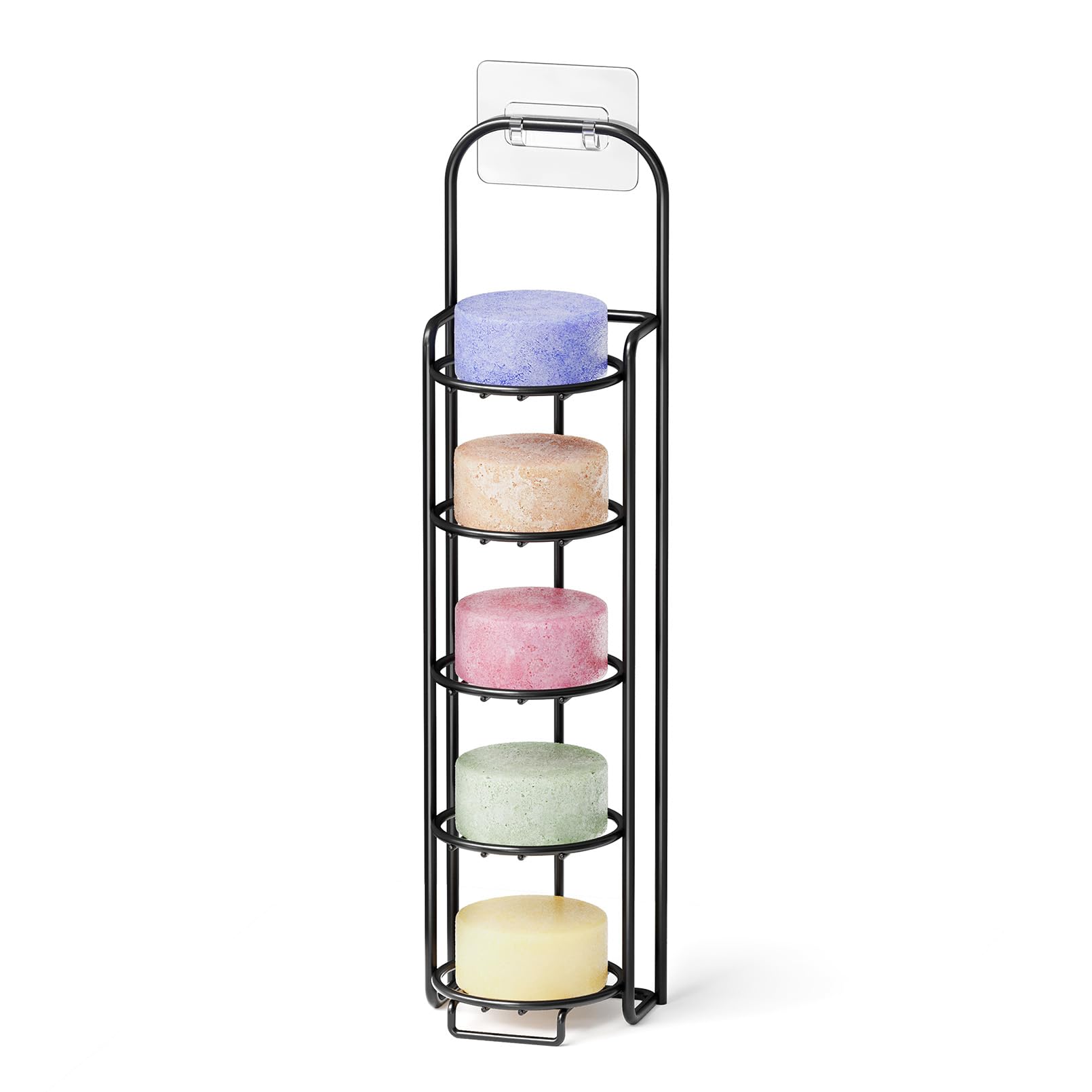SpaceAid 5 Tier Shampoo Bar Holder for Shower, Self Draining Soap Bar Holders Caddy for Bathroom Wall and Kitchen Sink, Shampoo Bar Dish Rack, Stainless Steel Bar Soap Holder (Black)