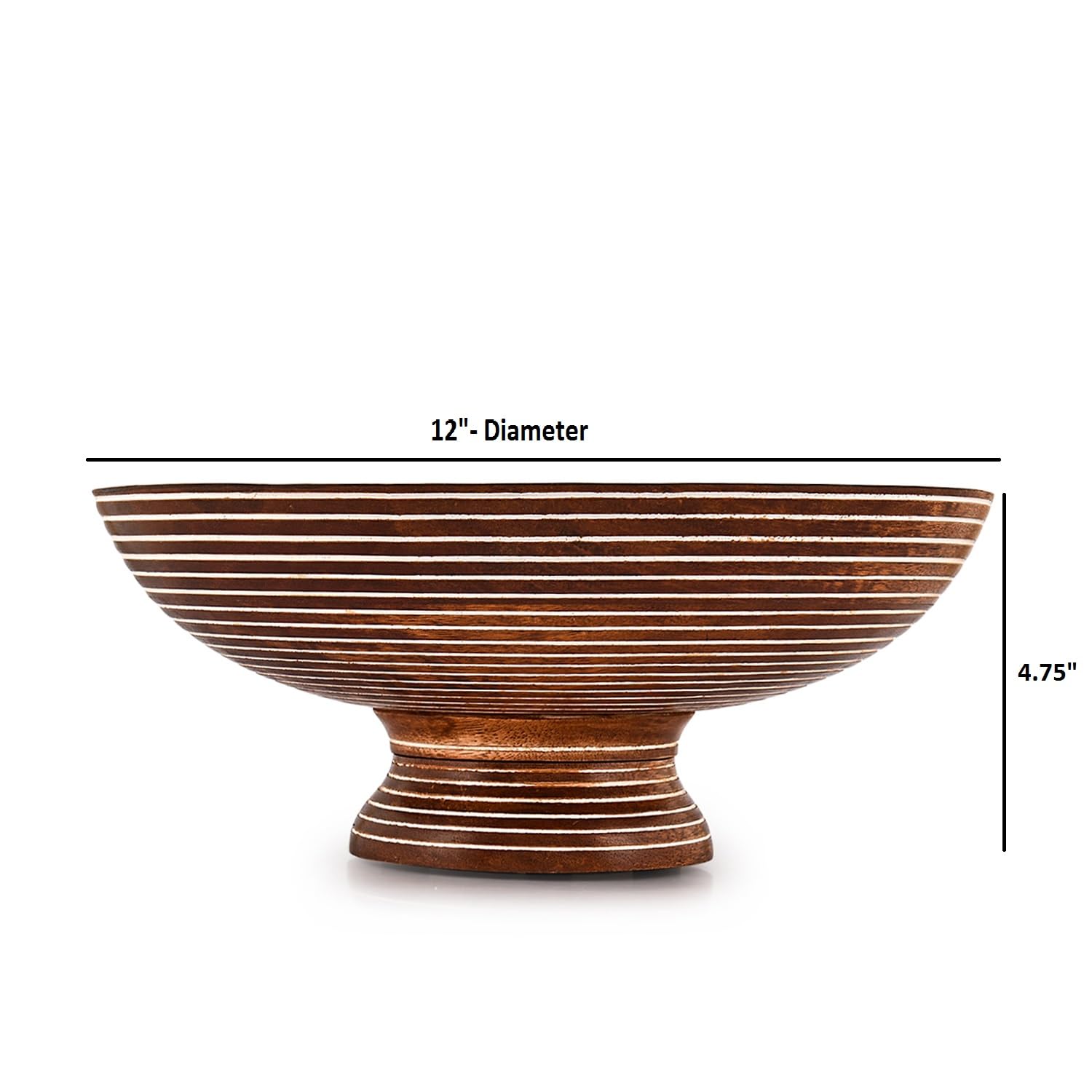 EDHAS Tazón decorativo de madera de mango para decoración del hogar, baño, encimera de cocina y más, cuenco para decoración, cosméticos y llaves (12 x 12 x 4.75 pulgadas)