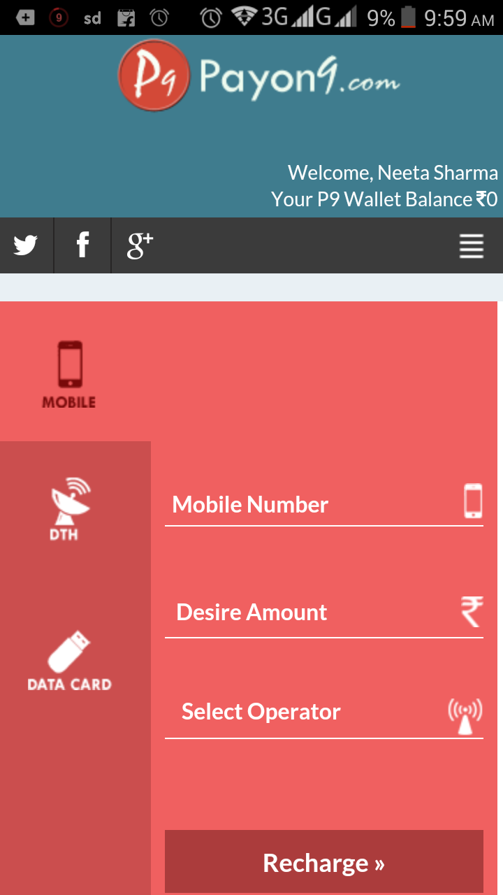 Online Mobile, Dth and Datacard Recharge App on Amazon Appstore