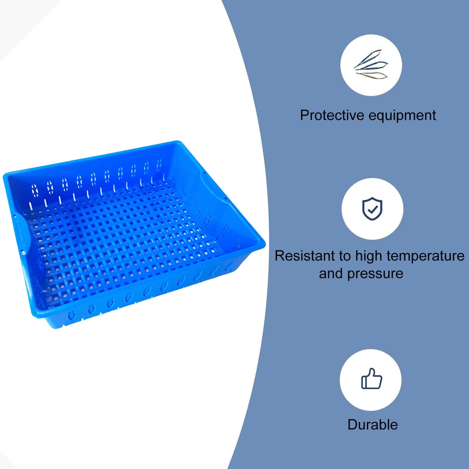 Vassoi per strumenti di sterilizzazione, resina multiuso resistente alle alte temperature per ospedali e laboratori, stampaggio monopezzo, 48 x 25 x 7 cm