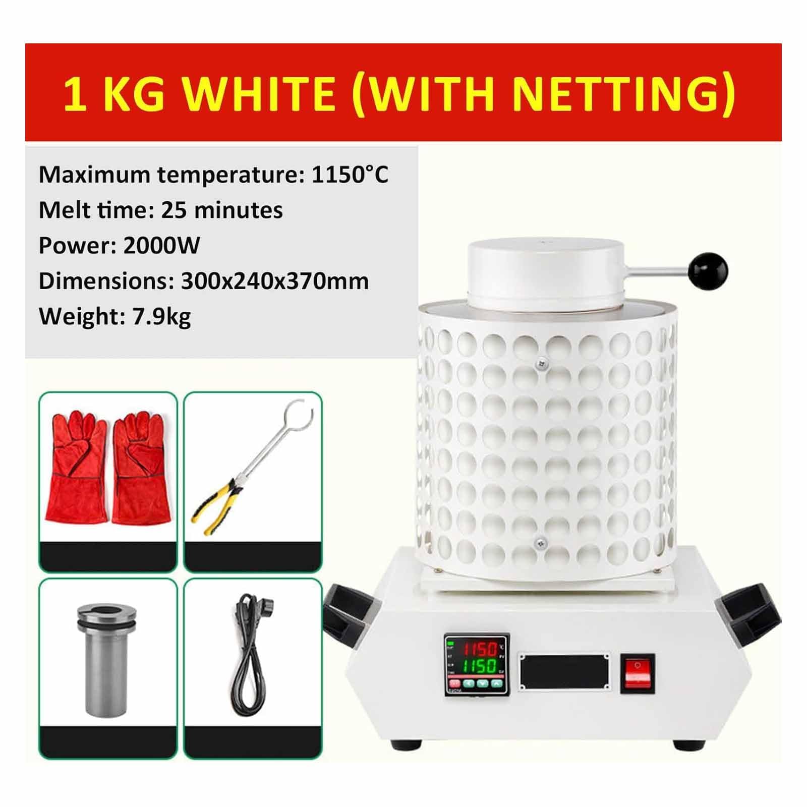 MObyat Wielofunkcyjny piec do topienia metali, elektryczny piekarnik stołowy do topienia Lor, pojemność tygla : 1 kg/2kg/3 kg, wysoka temperatura: 1 150°c, dla 3L