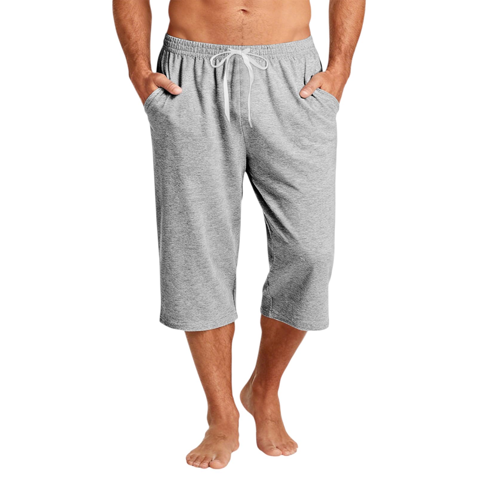 Mens Gym Shorts Carpi Drawstring Baggy Long Athletic Shorts Lightweight Below Knee Exercise SweatShorts with Pockets